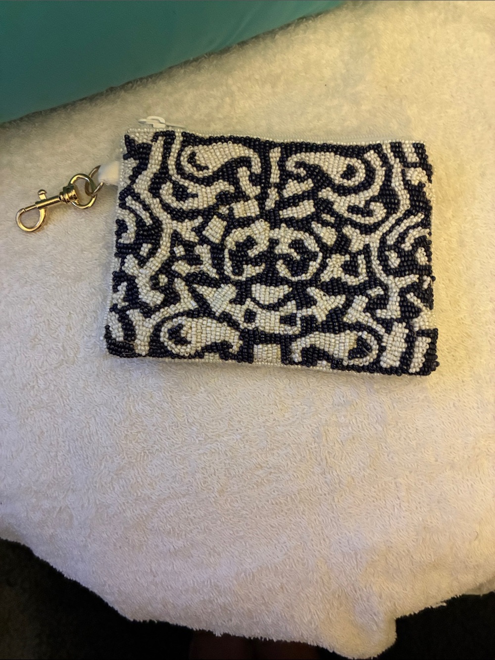 Antonio Melani Beaded Black and White clutch/Wristlet Wallet swirl bag